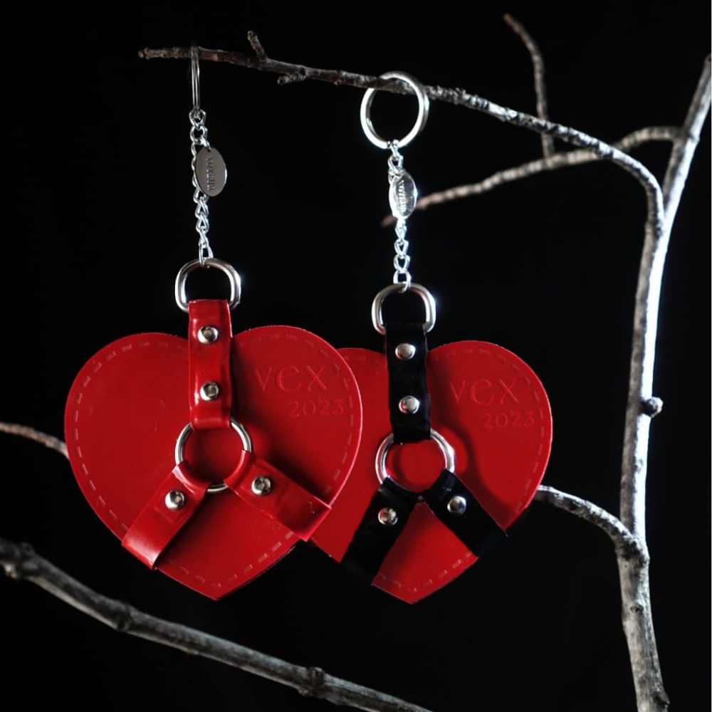 SAMPLE Bondage Heart Ornament Keychain READY TO SHIP   - Vex Inc. | Latex Clothing