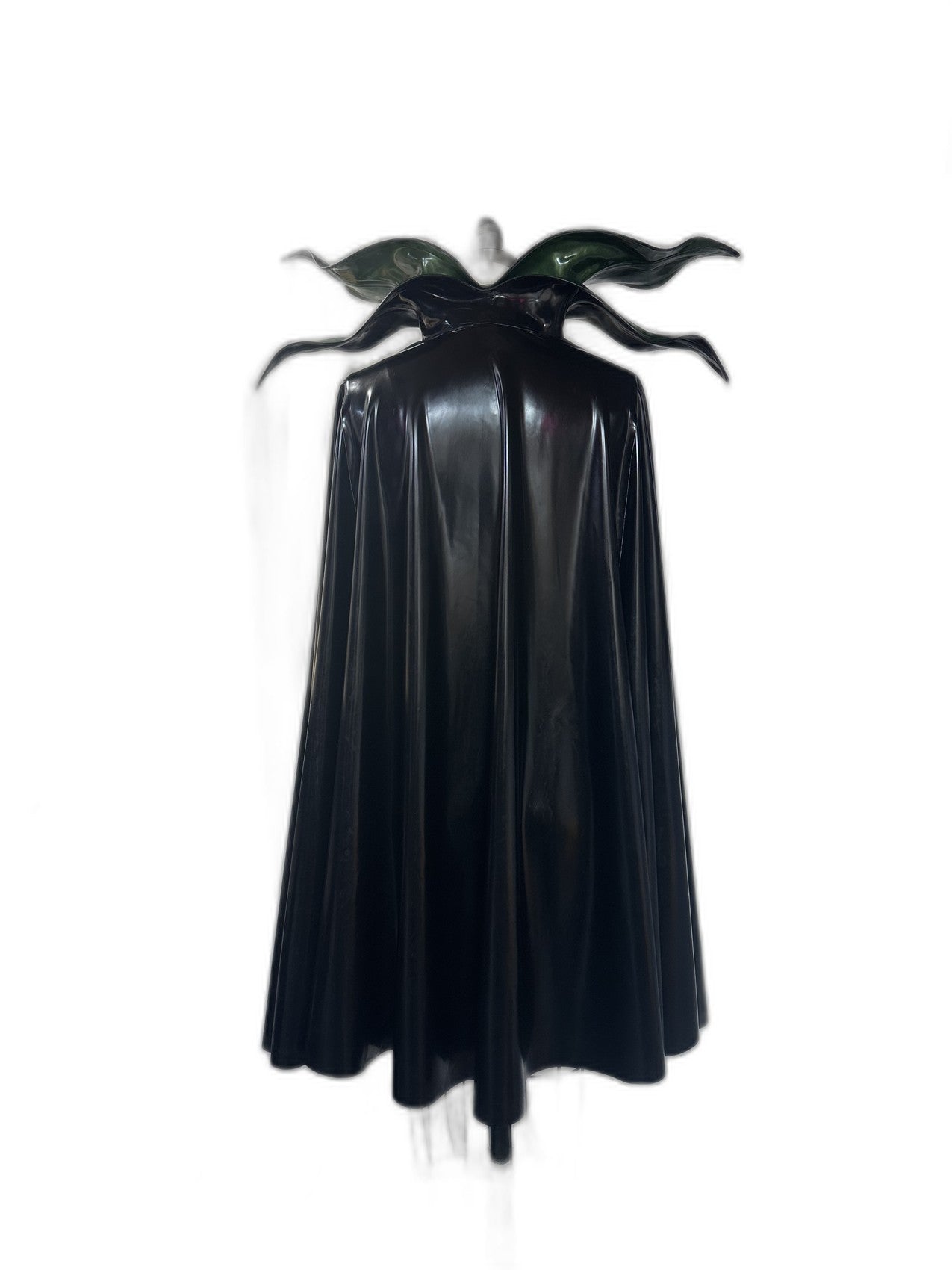 Black latex horned cape by Vex Clothing