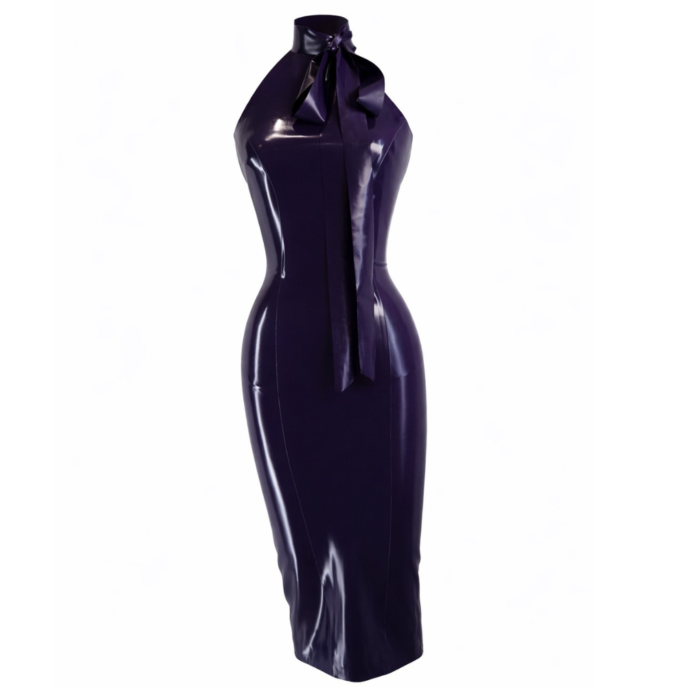 Tie Me Up Dress READY TO SHIP small / Purple / Pencil Womens - Vex Inc. | Latex Clothing