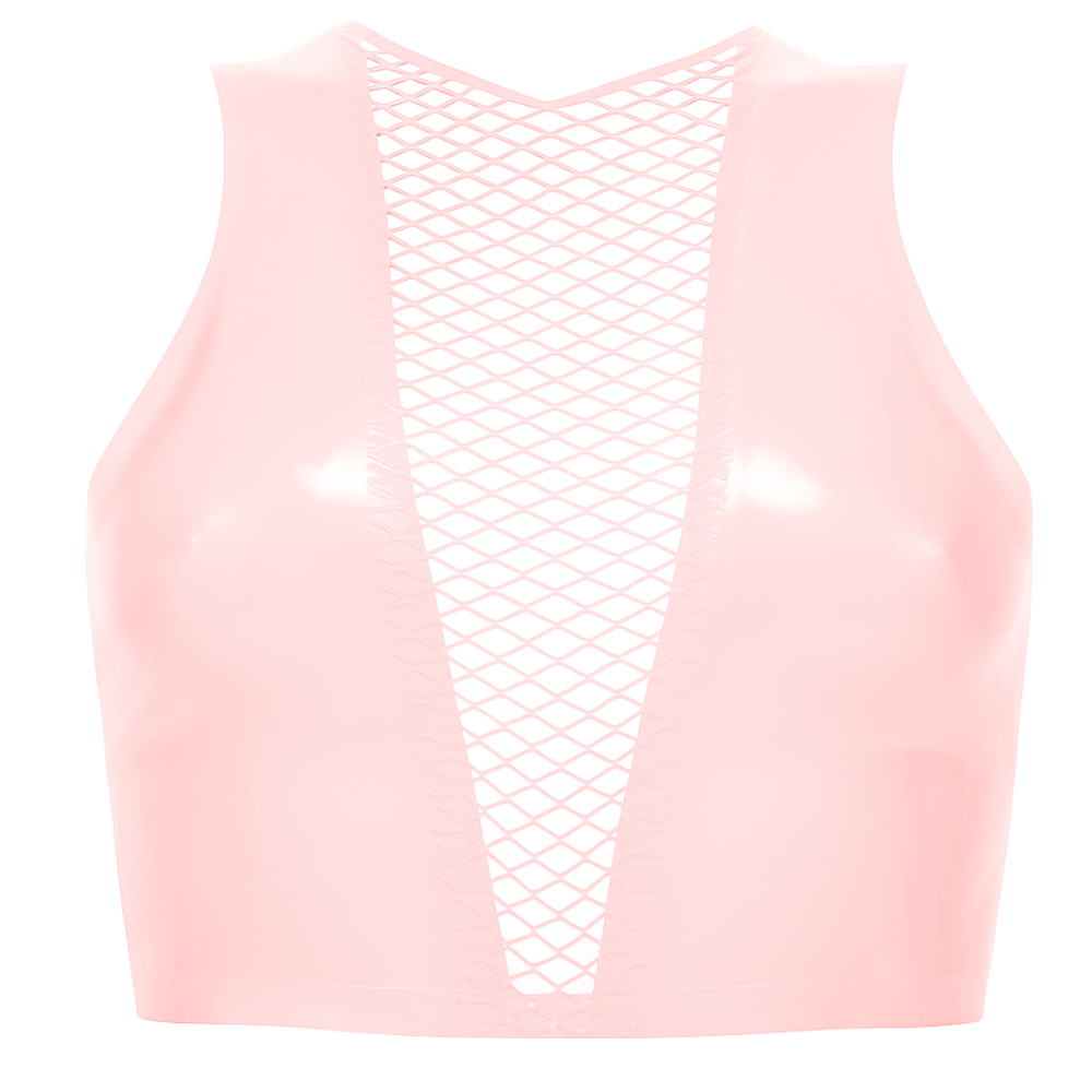V-Fishnet Crop Top READY TO SHIP S / Baby Pink READY TO SHIP - Vex Inc. | Latex Clothing