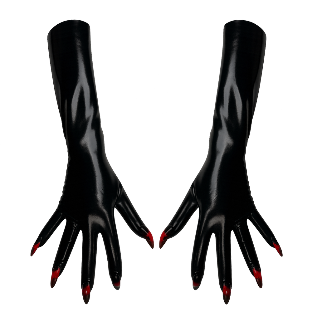 Cropped Lucifer Gloves - Blood Spatter Nails Edition - ONE OF A KIND - READY TO SHIP - Vex Inc. | Latex Clothing