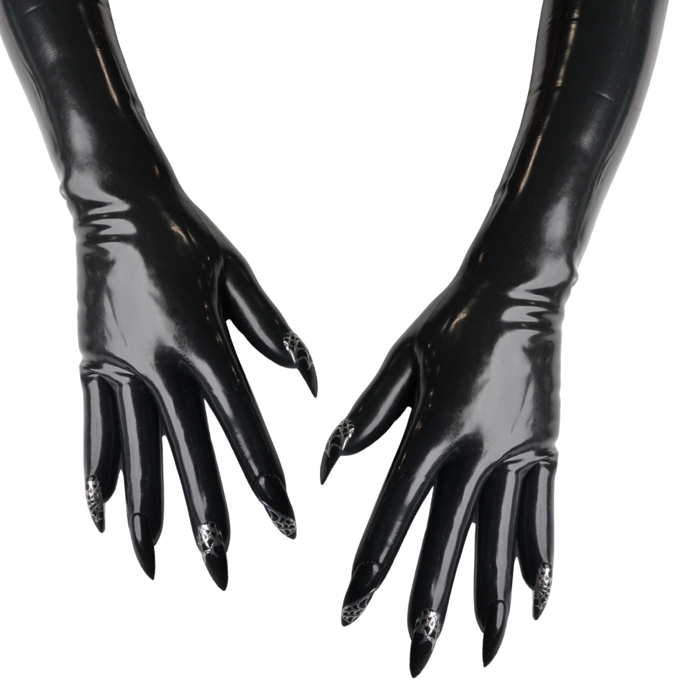Lucifer Gloves - Spider Web Nails Edition - ONE OF A KIND - READY TO SHIP - Vex Inc. | Latex Clothing