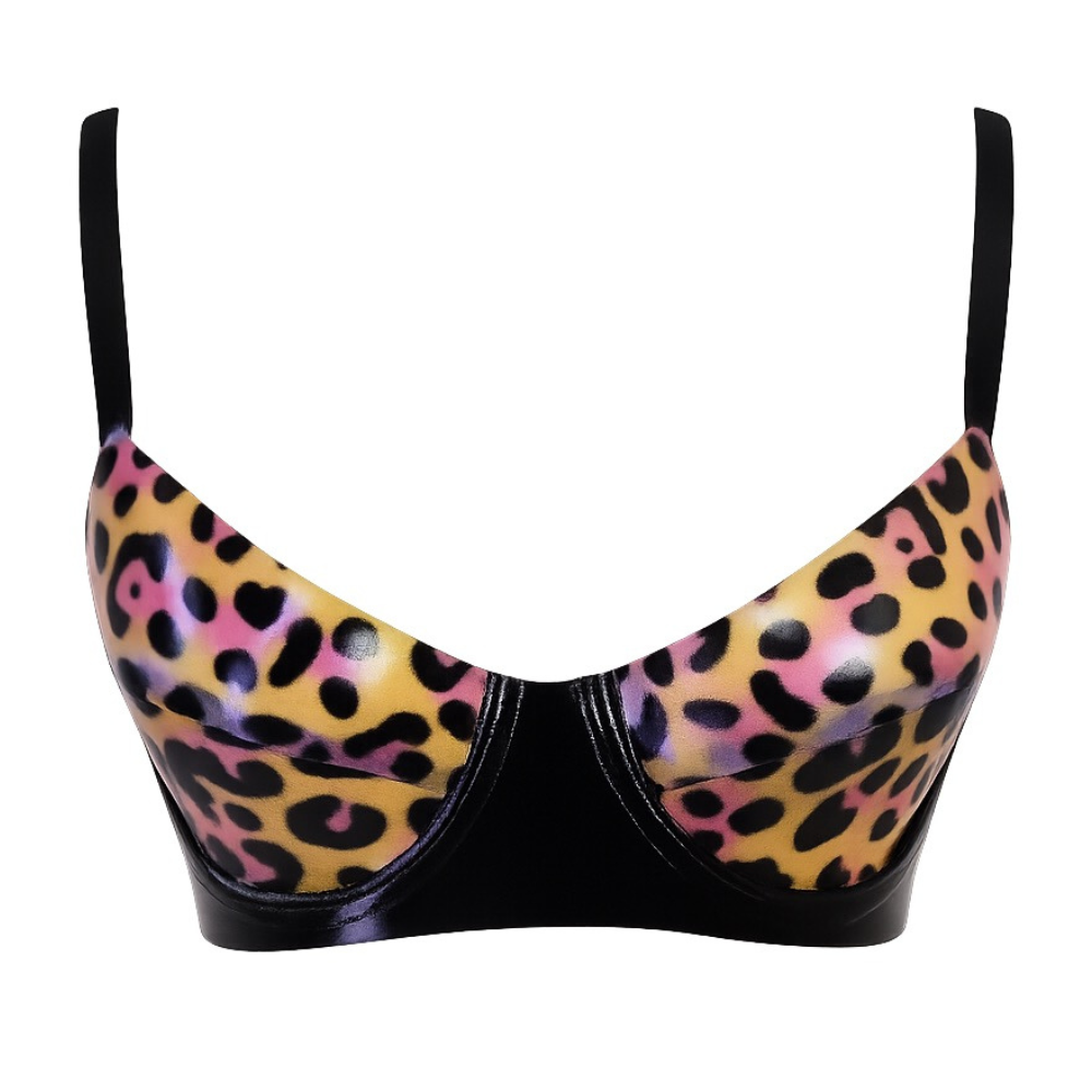 Leopard Print Underwire Bra READY TO SHIP 34 C / Transparent Pink Leopard - Vex Inc. | Latex Clothing