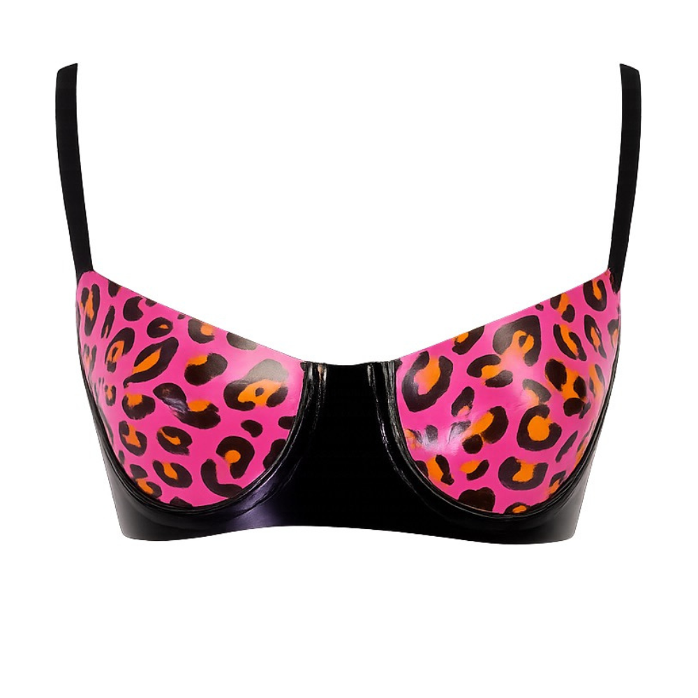 Leopard Print Underwire Bra READY TO SHIP 36 C / Pink Leopard - Vex Inc. | Latex Clothing