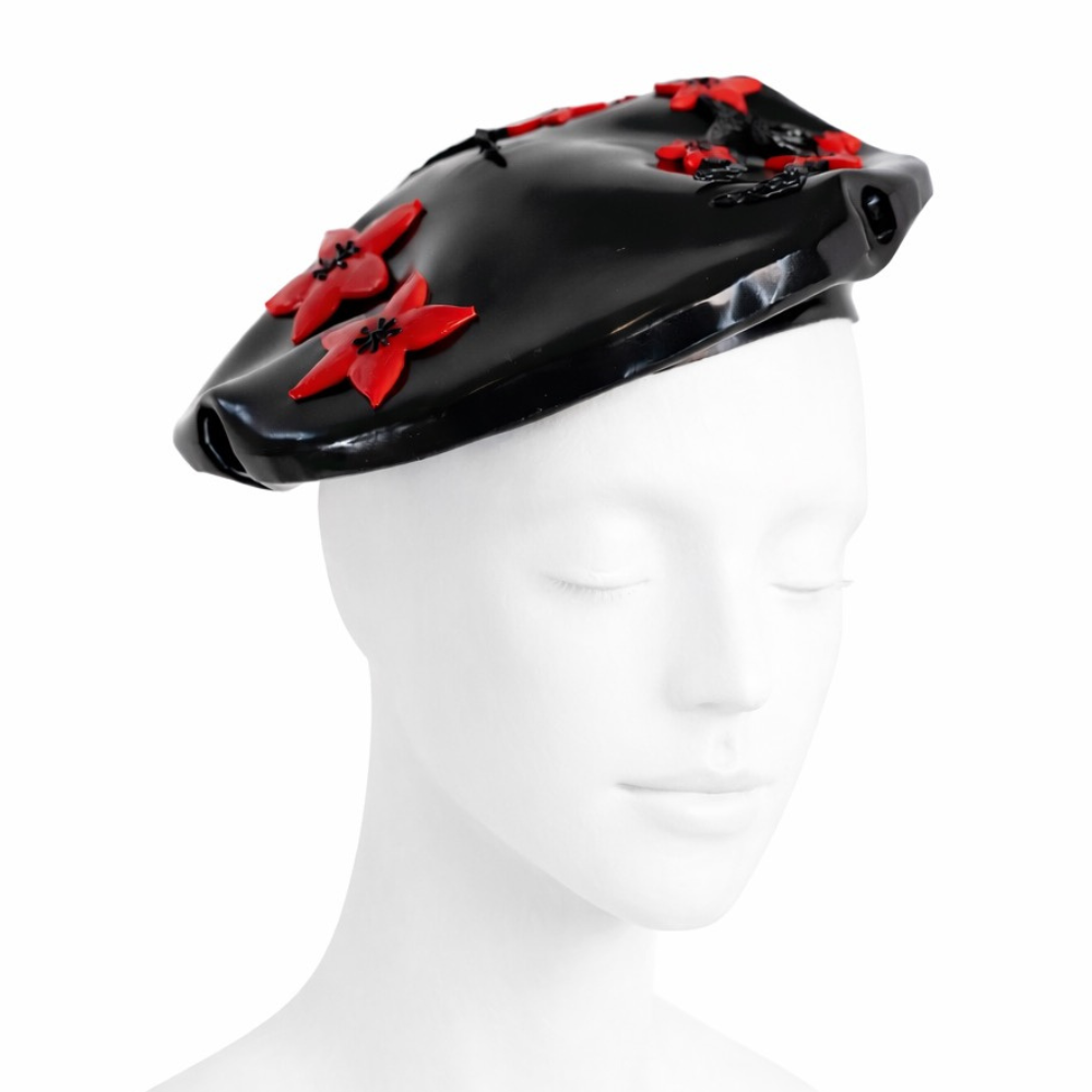 Cherry Blossom Latex Beret READY TO SHIP Womens - Vex Inc. | Latex Clothing