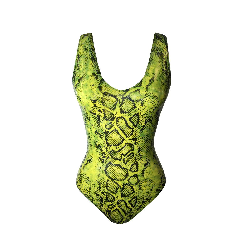 SAMPLE Print Swimsuit READY TO SHIP SMALL / VIBRANT GREEN SNAKE Womens - Vex Inc. | Latex Clothing