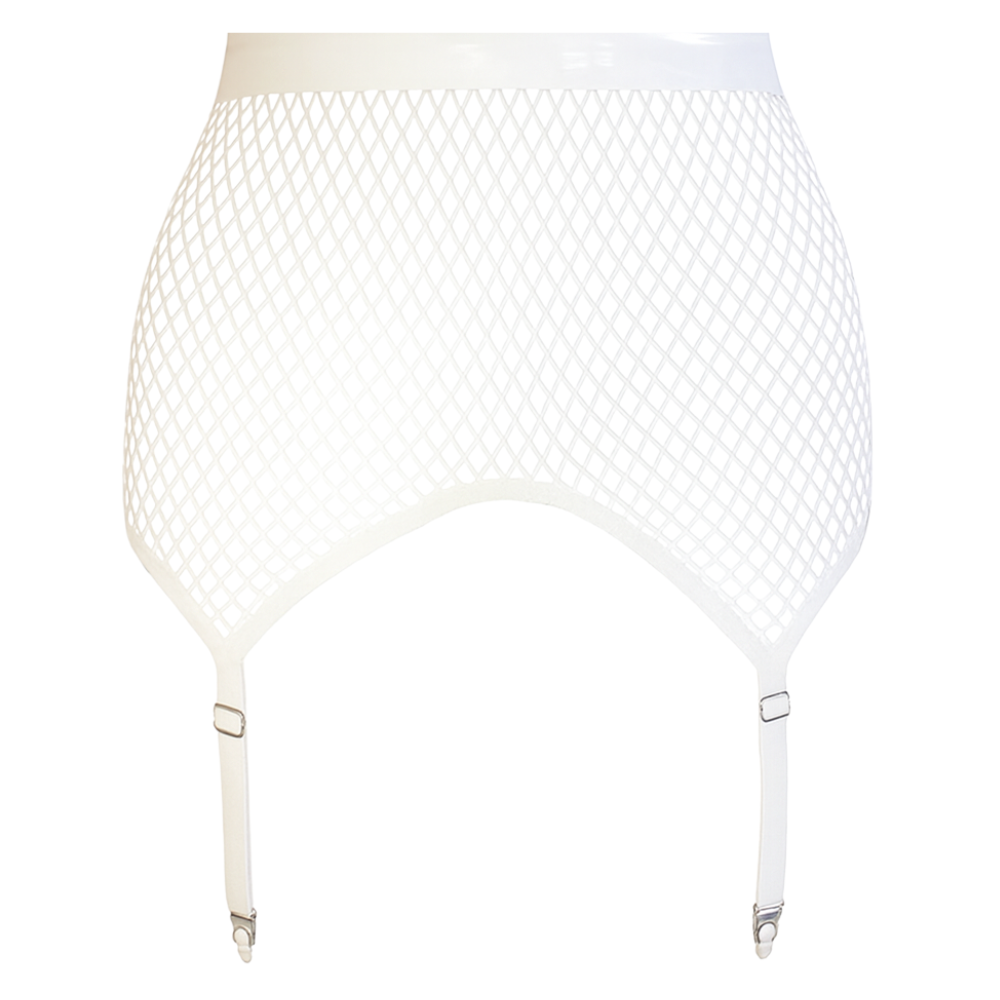 Fishnet Garter Skirt READY TO SHIP Small / White / Rose Gold Womens - Vex Inc. | Latex Clothing