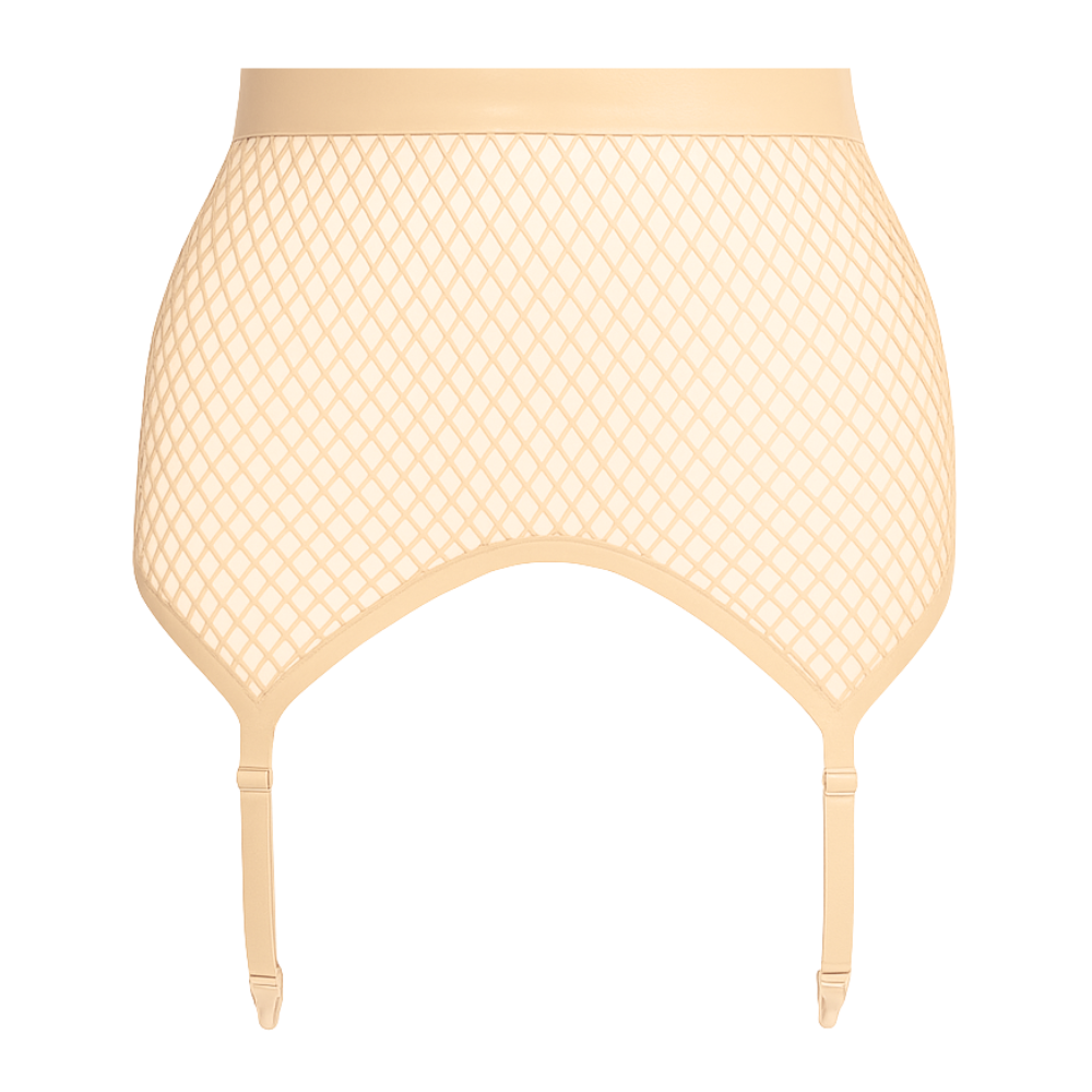 Fishnet Garter Skirt READY TO SHIP Small / Porcelain / Rose Gold Womens - Vex Inc. | Latex Clothing