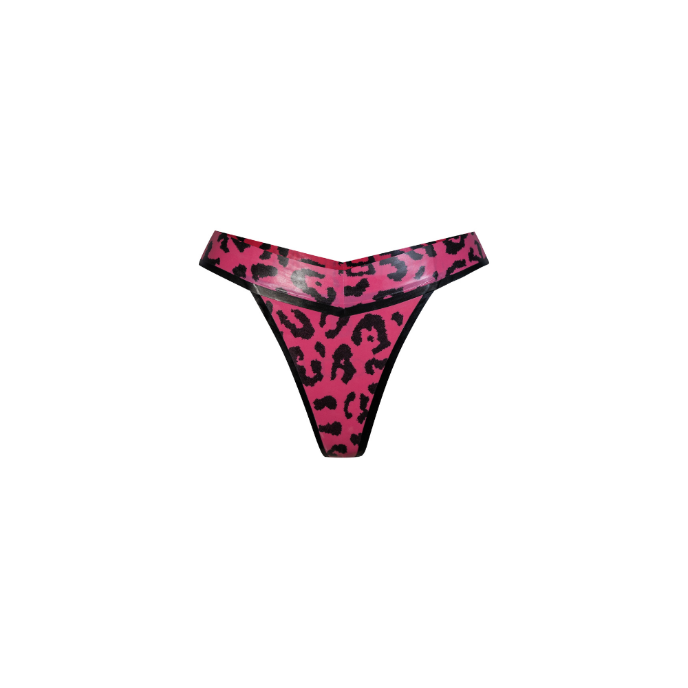(ONE OF A KIND) Fuzzy Pink Leopard Print High Cut Thong READY TO SHIP  Womens - Vex Inc. | Latex Clothing