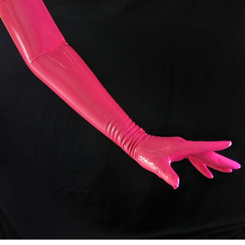 Handmade Long Latex Gloves READY TO SHIP Small / Vibrant Hot Pink Womens - Vex Inc. | Latex Clothing