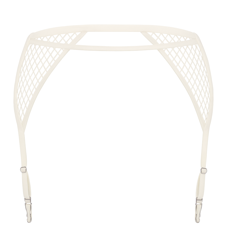 Fishnet Garter Belt READY TO SHIP Large / White / Rose Gold Womens - Vex Inc. | Latex Clothing