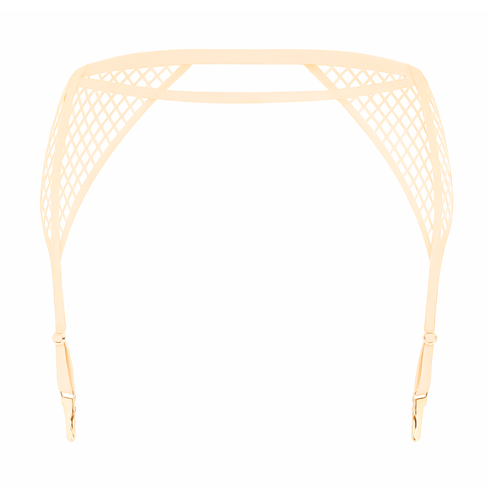 Fishnet Garter Belt READY TO SHIP Large / Porcelain / Rose Gold Womens - Vex Inc. | Latex Clothing