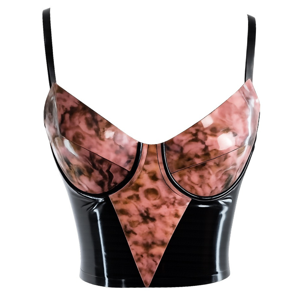 Print Marble Bustier READY TO SHIP 34B / Transparent Black and Water Marble Womens - Vex Inc. | Latex Clothing