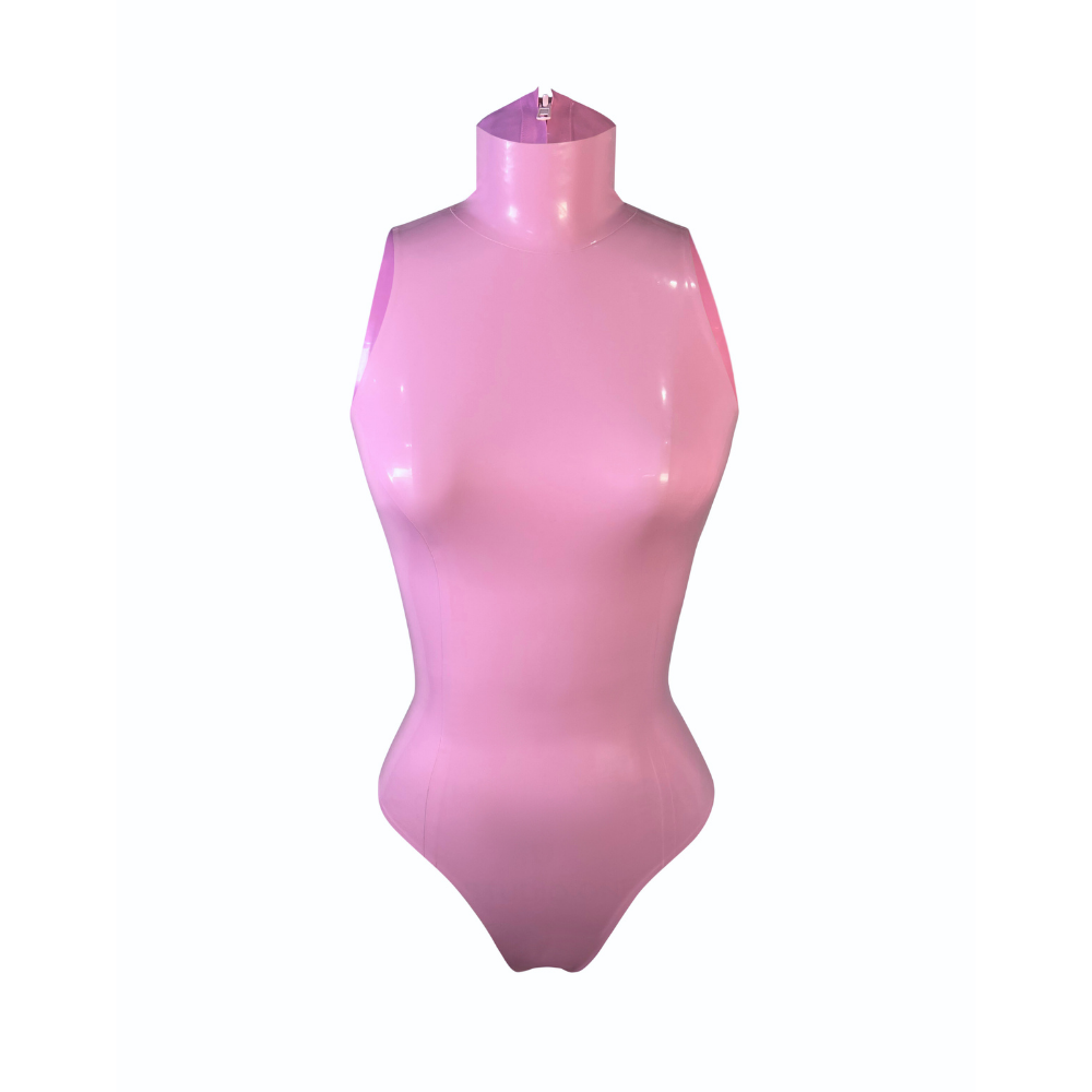 Pink Latex Bodysuit Plus Size Bodysuit Sleveless Pink Catsuit