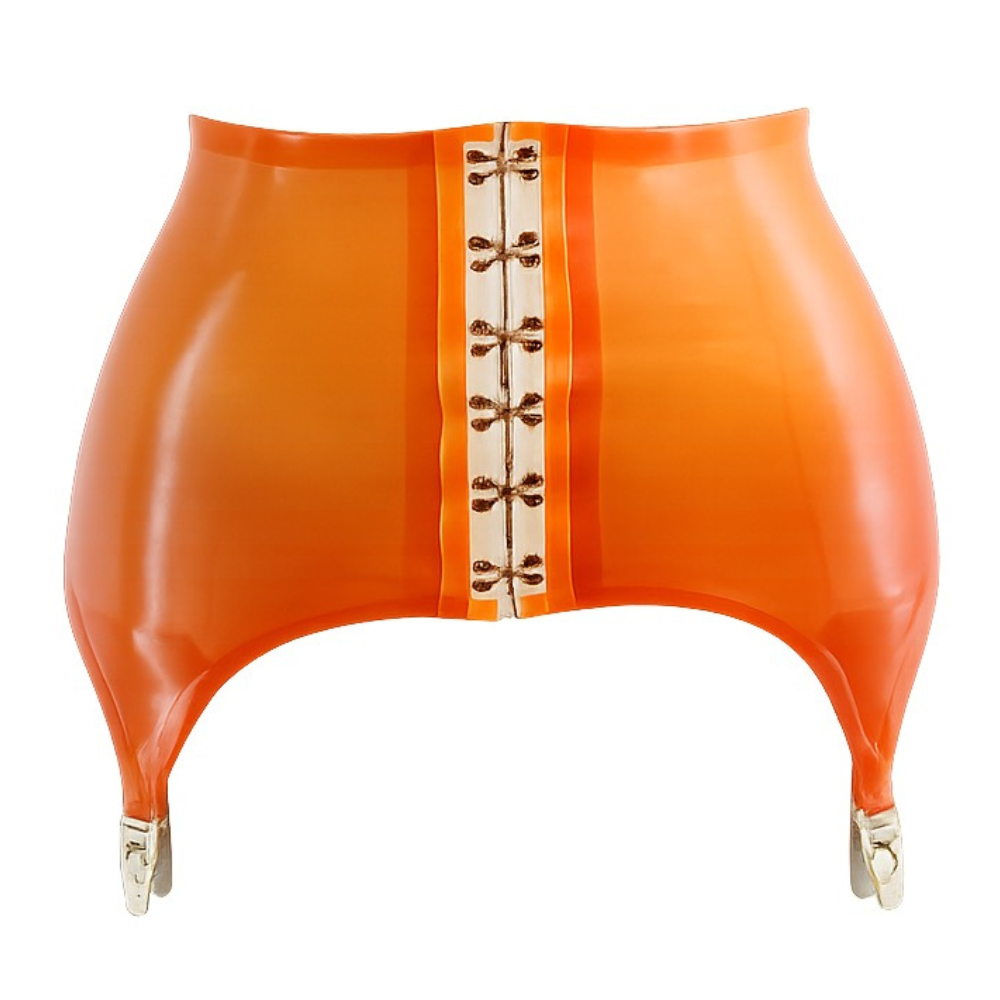 High Waisted Garter Belt READY TO SHIP S / Transparent Peach Womens - Vex Inc. | Latex Clothing