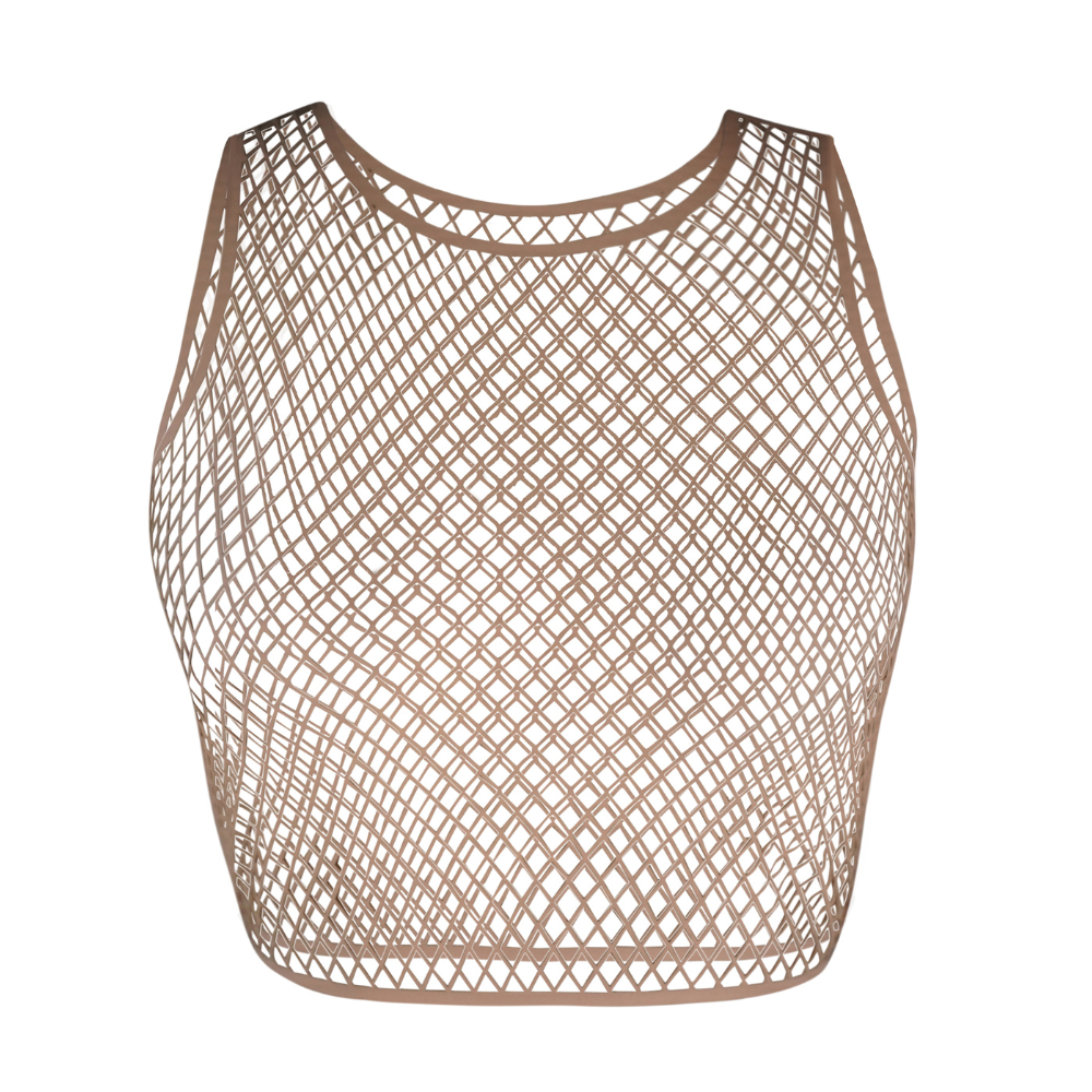 Fishnet Crop Top READY TO SHIP Small / Porcelain Unisex - Vex Inc. | Latex Clothing