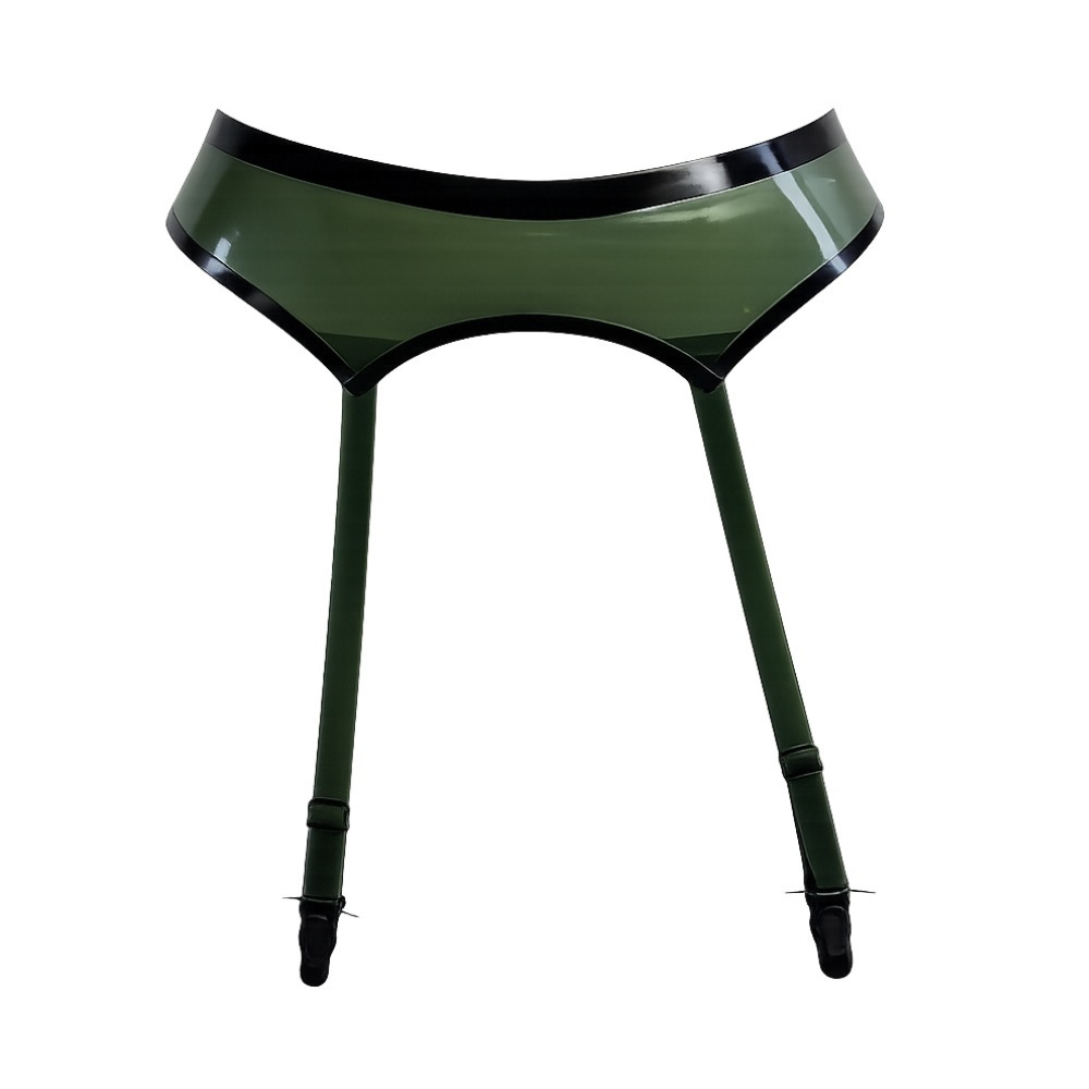 Moderne Garter Belt READY TO SHIP XS / Transparent Olive Womens - Vex Inc. | Latex Clothing