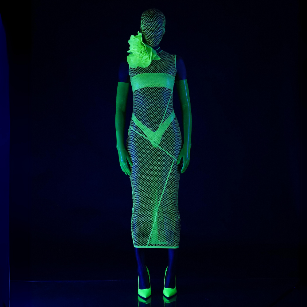 Stellar Fishnet Maxi Dress Handmade Laser-Cut Latex Fashion | Vex Clothing - Vex Latex Stellar Fishnet Maxi Dress Handmade Laser-Cut Latex Fashion | Vex Clothing - Vex Latex