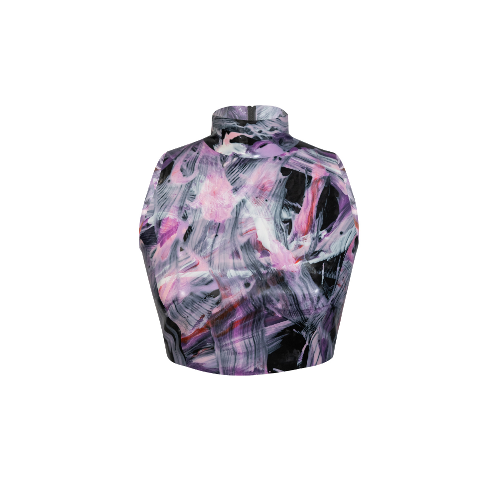 (ONE OF A KIND) Purple Planet Print Sleeveless Crop Top READY TO SHIP  Crop Top - Vex Inc. | Latex Clothing