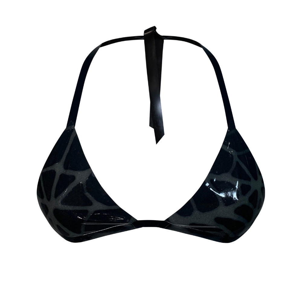 (ONE OF A KIND) Glow Spider Web Print Bikini Top READY TO SHIP  Womens - Vex Inc. | Latex Clothing