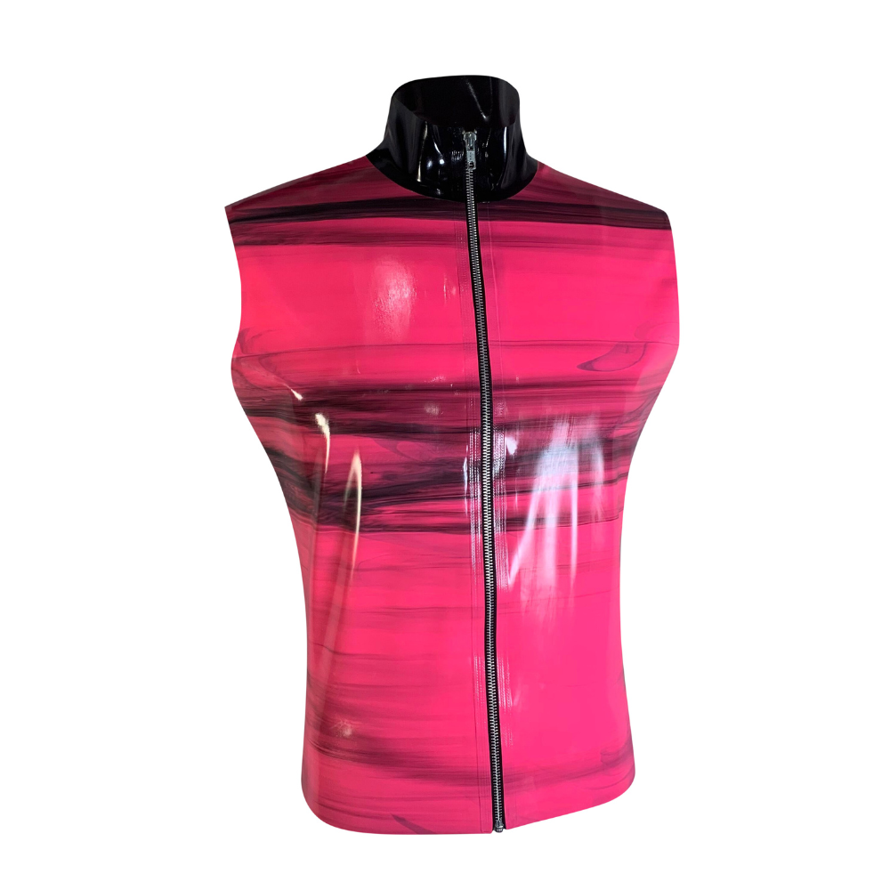 Hot Pink Smoke Print Sleeveless Zip Top READY TO SHIP   - Vex Inc. | Latex Clothing