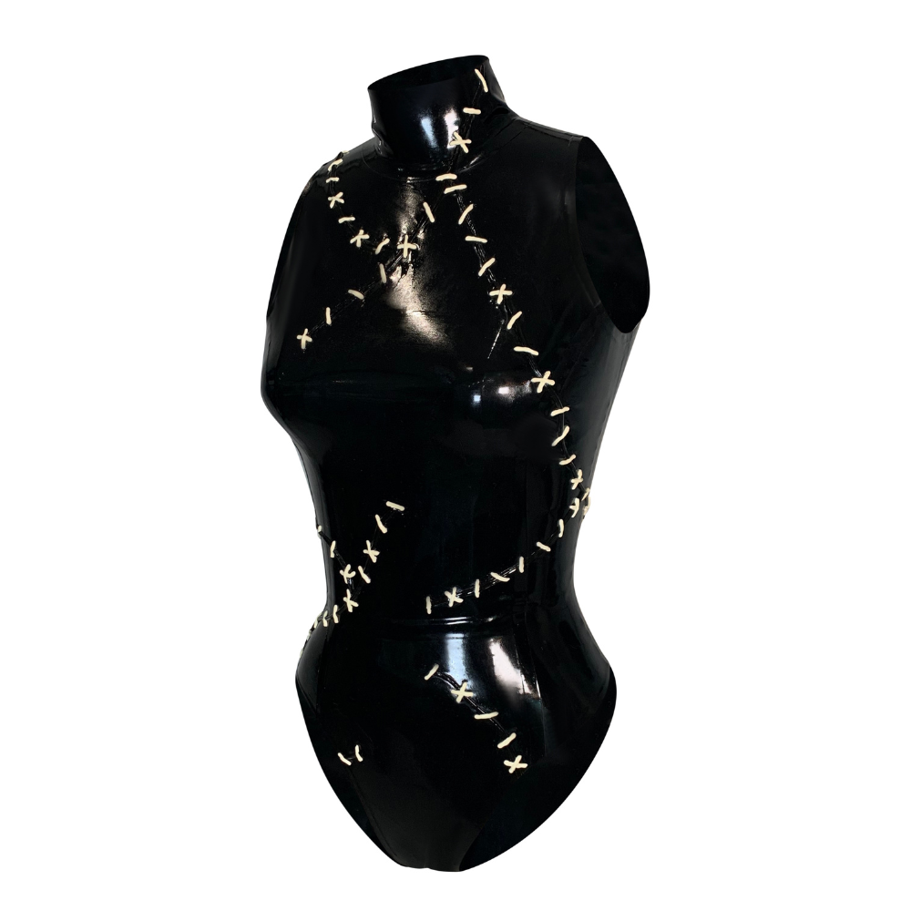 Stitched Sleeveless Bodysuit READY TO SHIP Small / Black  - Vex Inc. | Latex Clothing