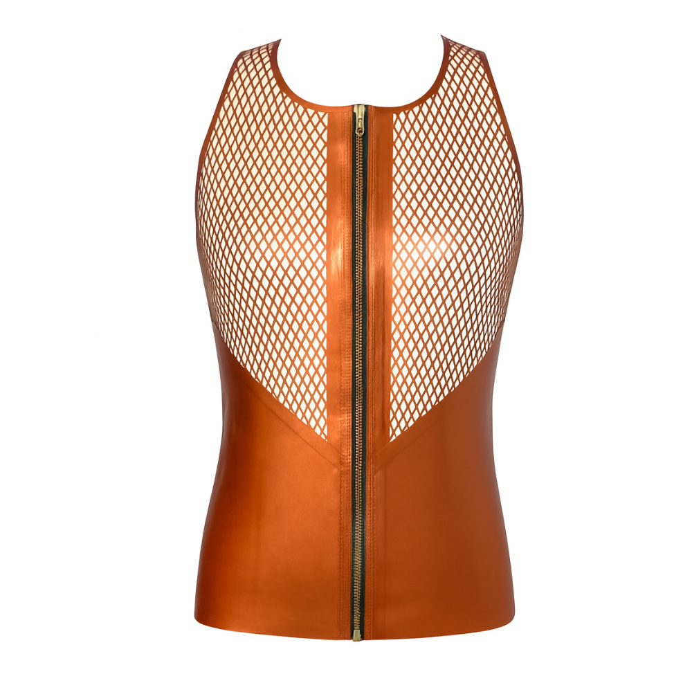 Fishnet Tank READY TO SHIP Large / Metallic Bronze Mens - Vex Inc. | Latex Clothing