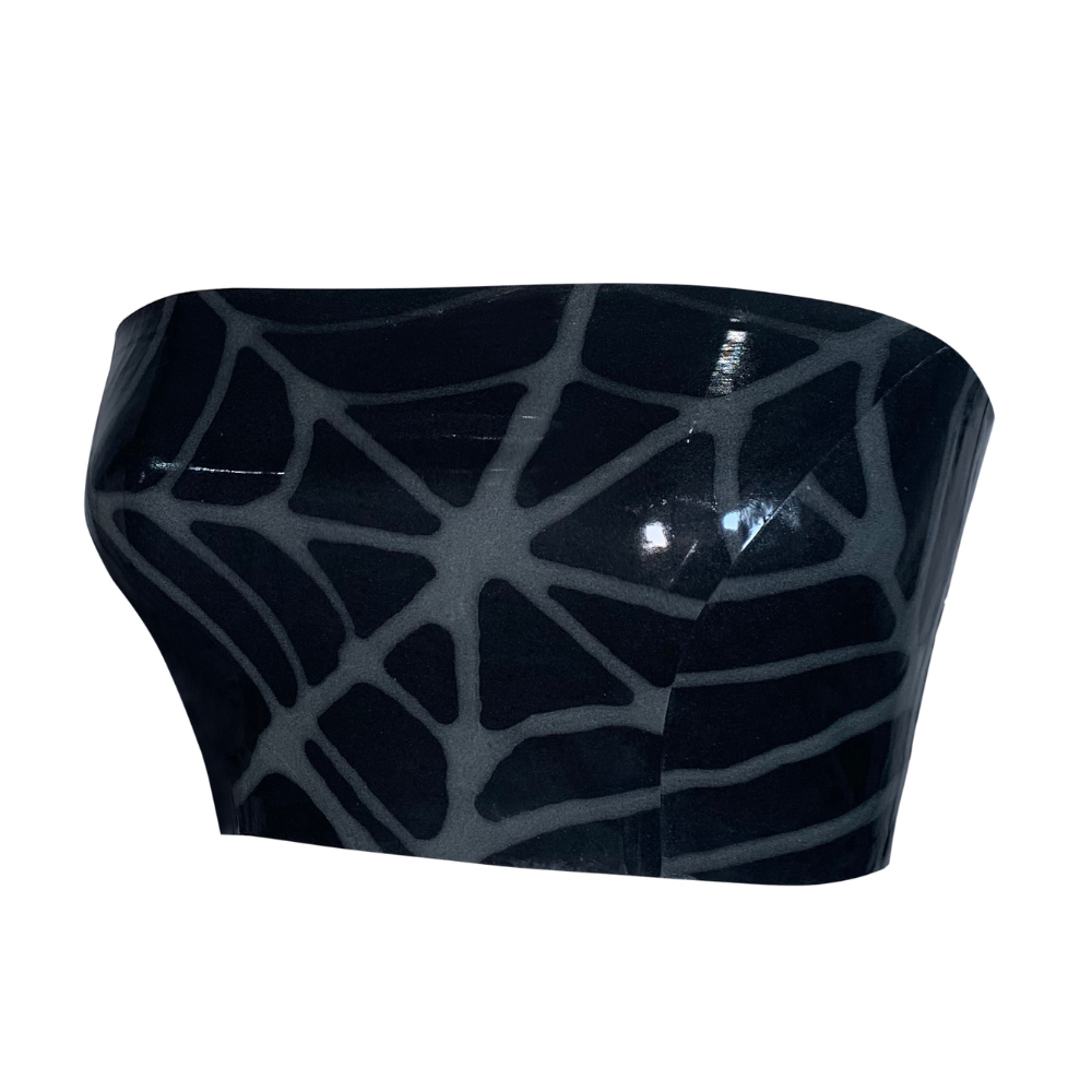 (ONE OF A KIND) Glow Spider Web Print Tube Top READY TO SHIP   - Vex Inc. | Latex Clothing