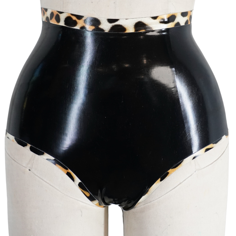 Streamline Leopard Trim Knickers READY TO SHIP - X-Small Womens - Vex Inc. | Latex Clothing