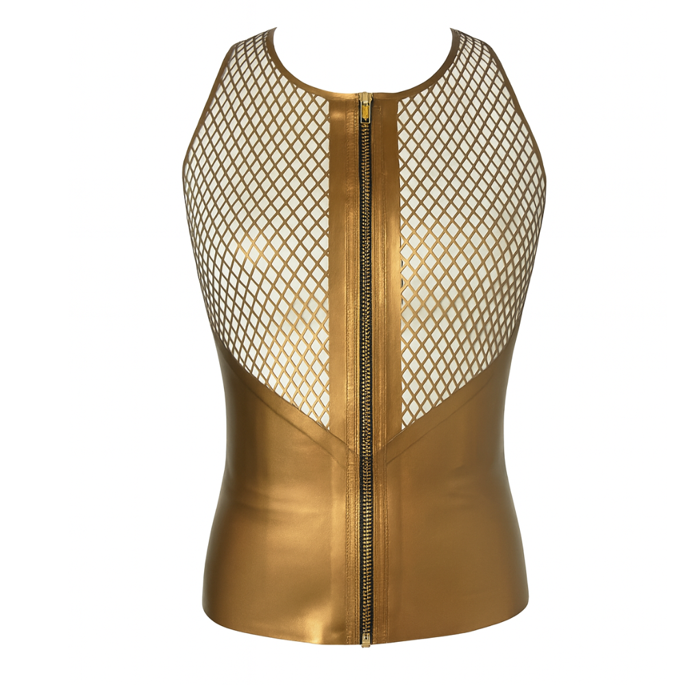 Fishnet Tank READY TO SHIP Medium / Antique Gold Mens - Vex Inc. | Latex Clothing