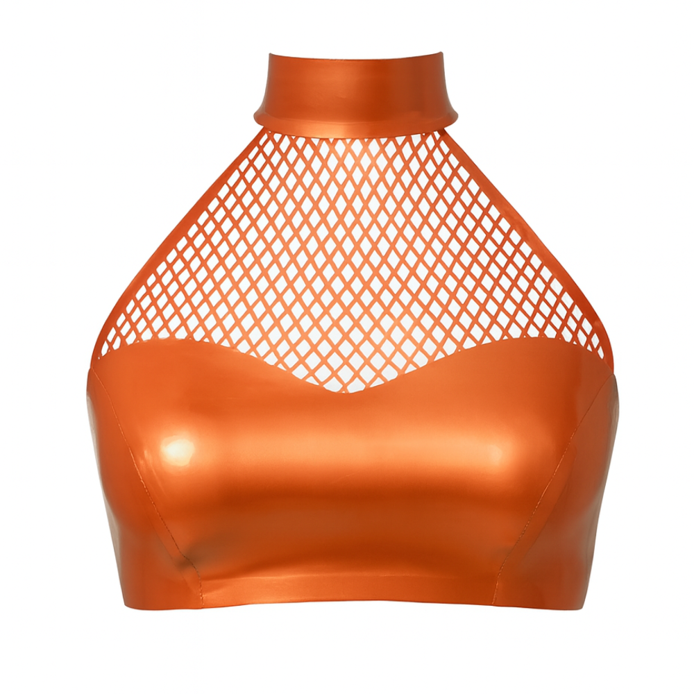 Fishnet Halter Top READY TO SHIP Small / Metallic Bronze Womens - Vex Inc. | Latex Clothing