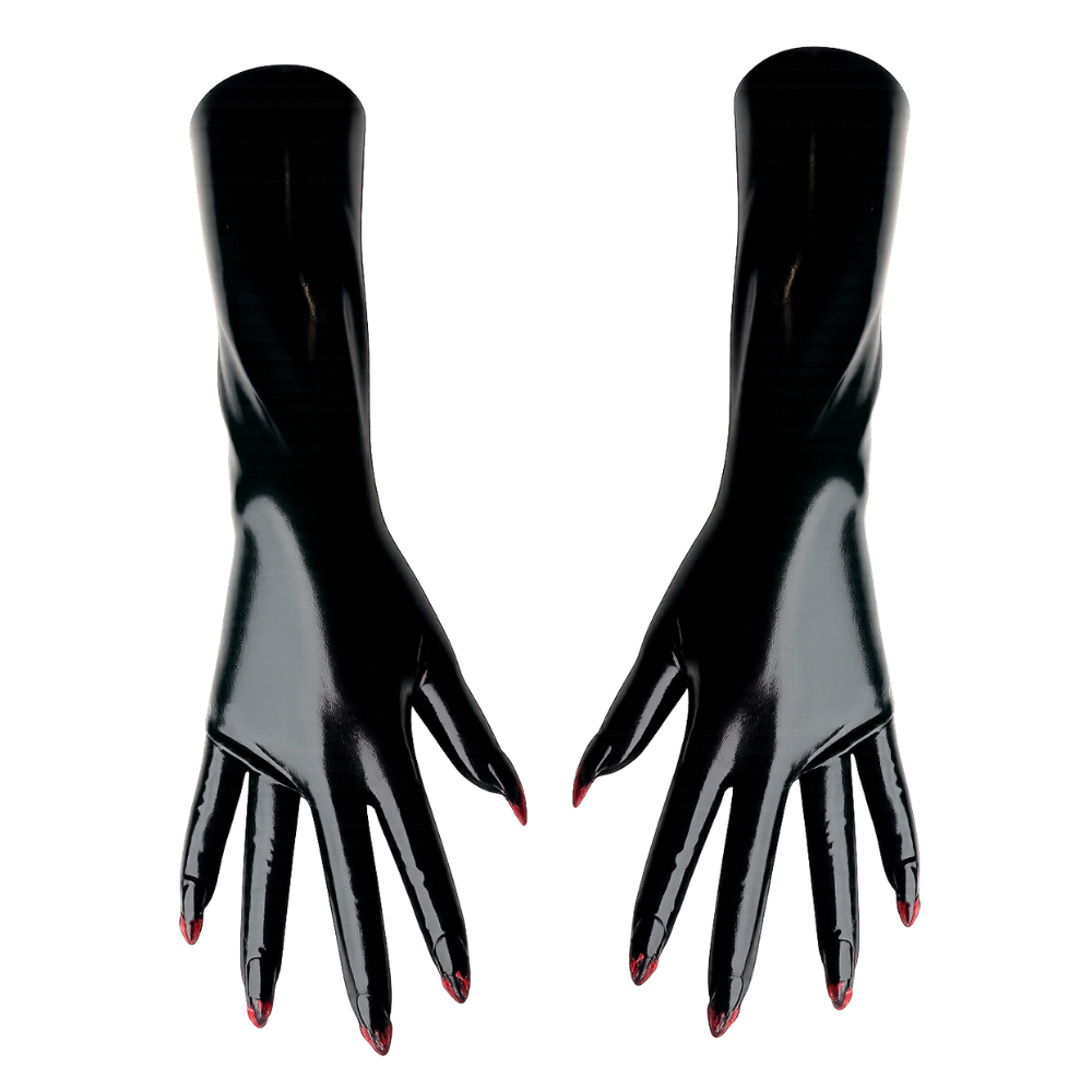 Cropped Lucifer Gloves - Glitter Blood Nails Edition - ONE OF A KIND - READY TO SHIP - Vex Inc. | Latex Clothing