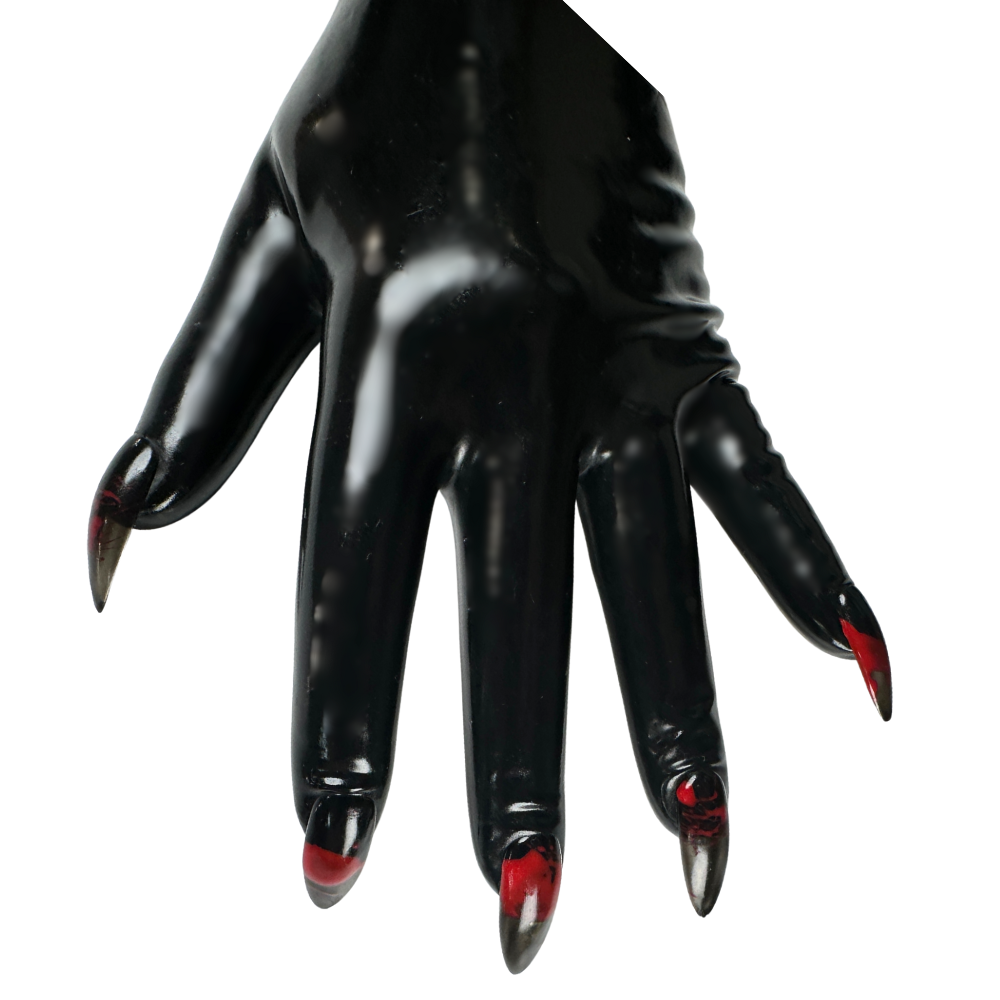 Cropped Lucifer Gloves - Blood Spatter Nails Edition - ONE OF A KIND - READY TO SHIP - Vex Inc. | Latex Clothing