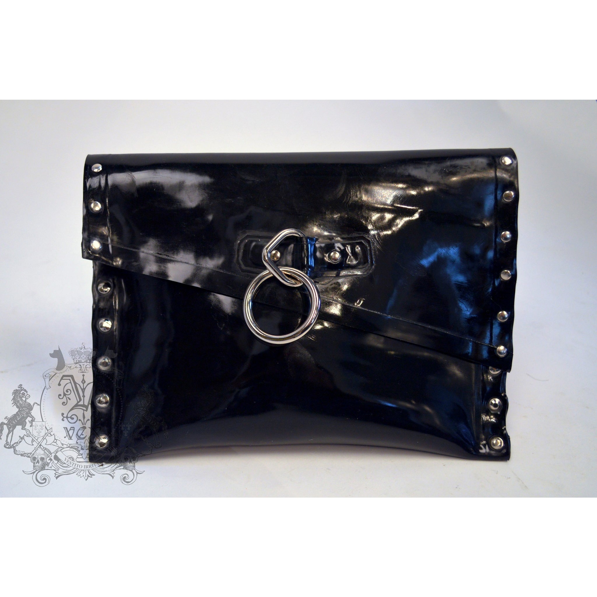 Pale Pink Patent Ring Chain Clutch Bag