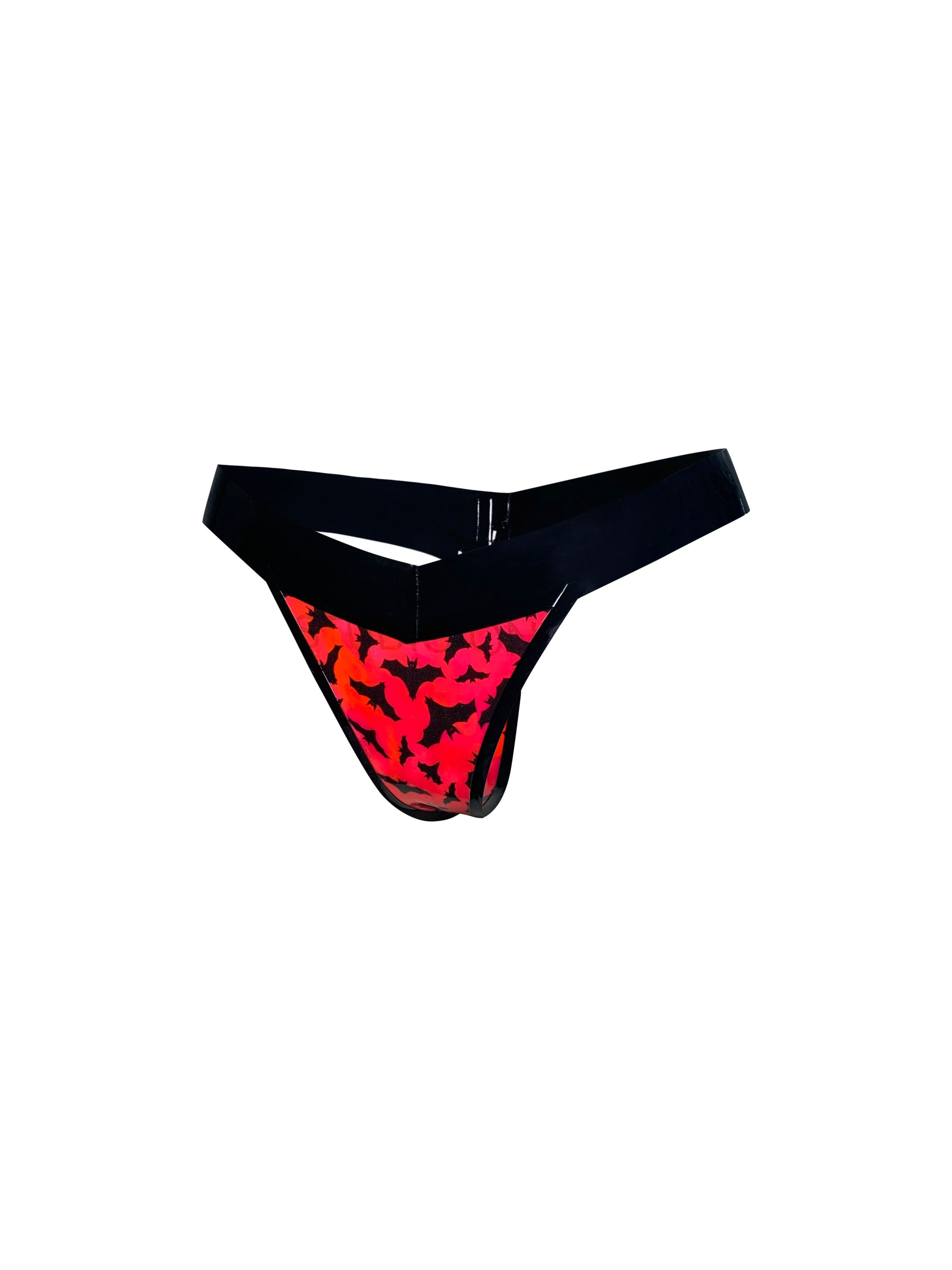 (ONE OF A KIND) UV Glow Pink Bat Print High Cut Thong READY TO SHIP  Womens - Vex Inc. | Latex Clothing