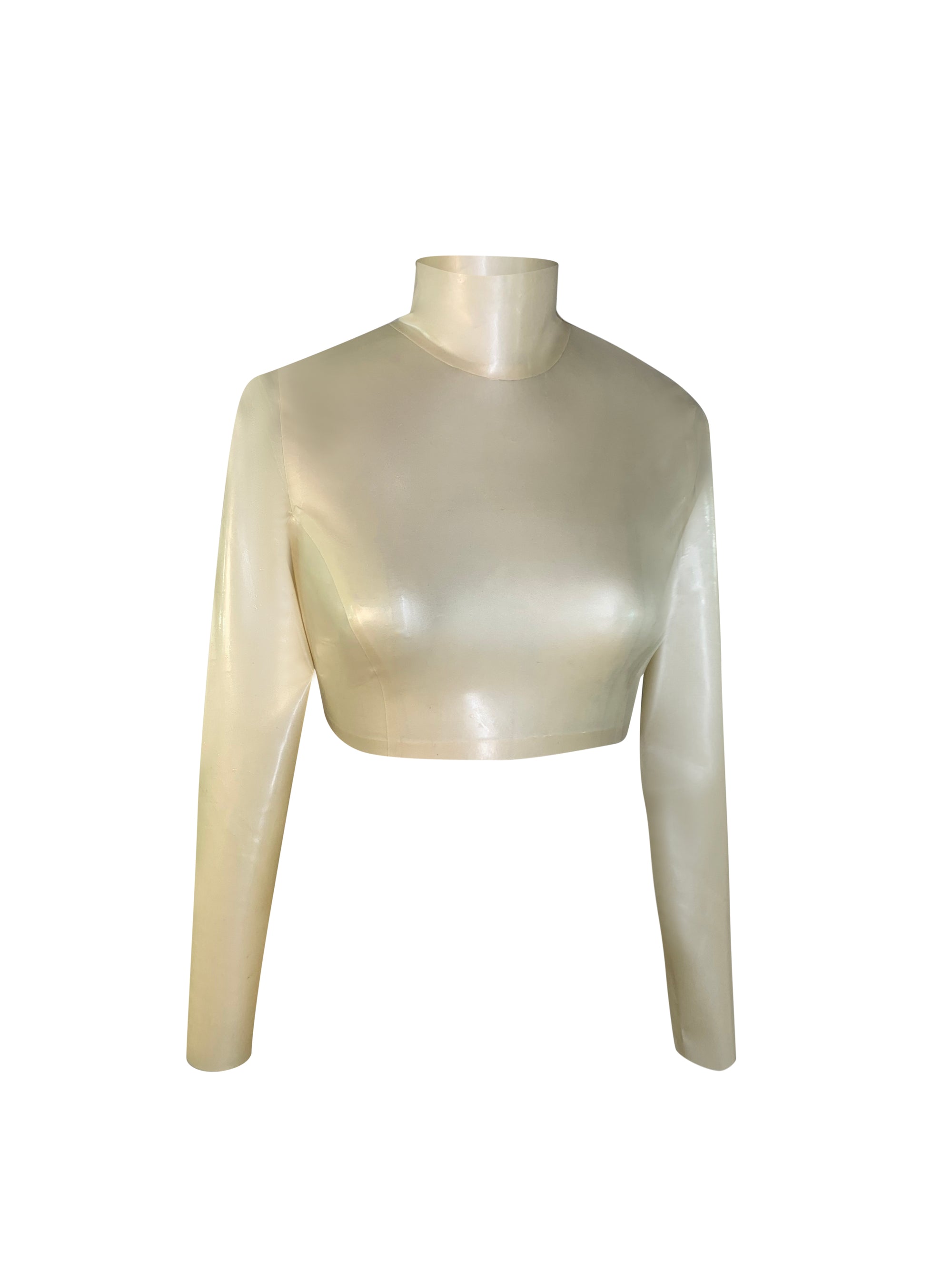 Pearl White Print Simple Crop READY TO SHIP Small / Pearl White  - Vex Inc. | Latex Clothing