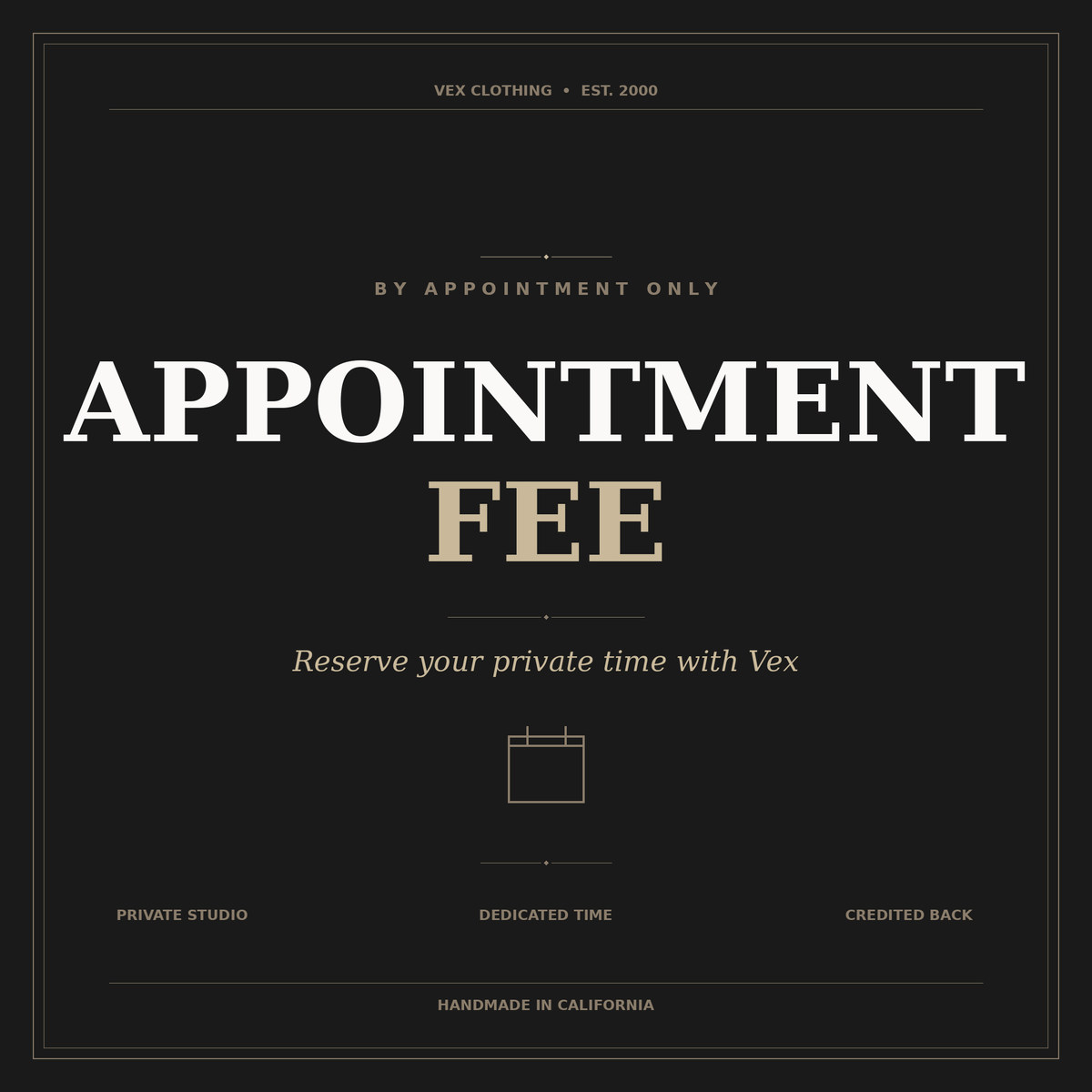 Appointment Fee Custom Order - Vex Inc. | Latex Clothing
