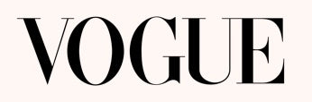 The word VOGUE in bold, black, elegant capital letters on a light background, representing the logo of the fashion magazine Vogue.