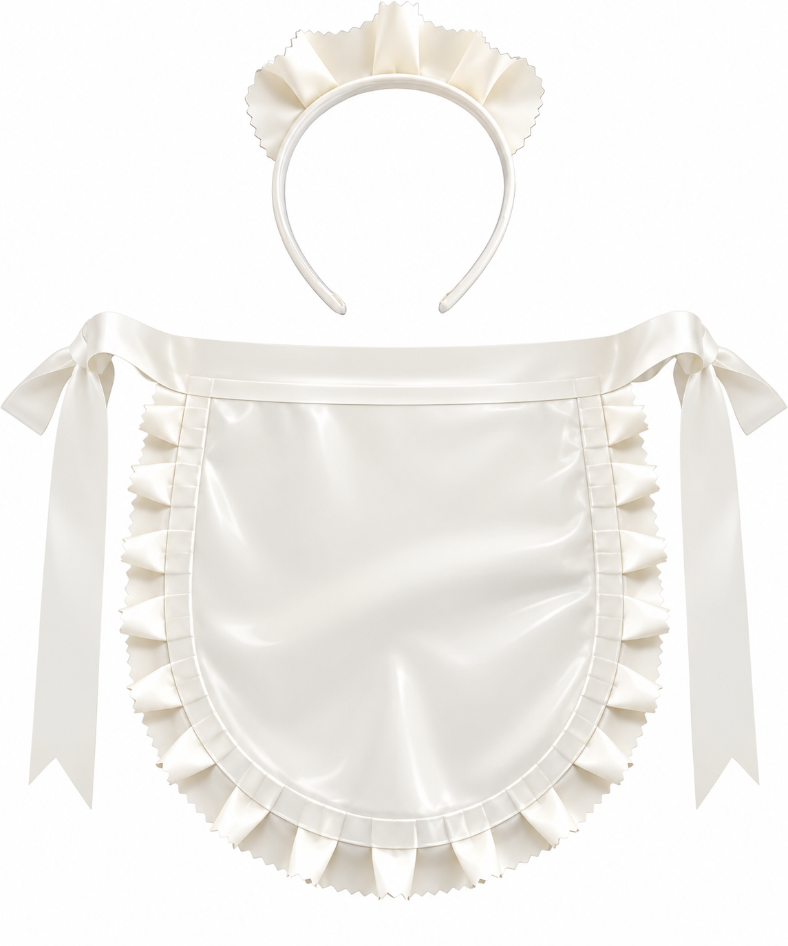 White latex maid apron and headband set - Vex Clothing