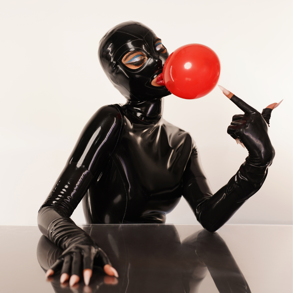Black latex Moderne Hood - Vex Clothing