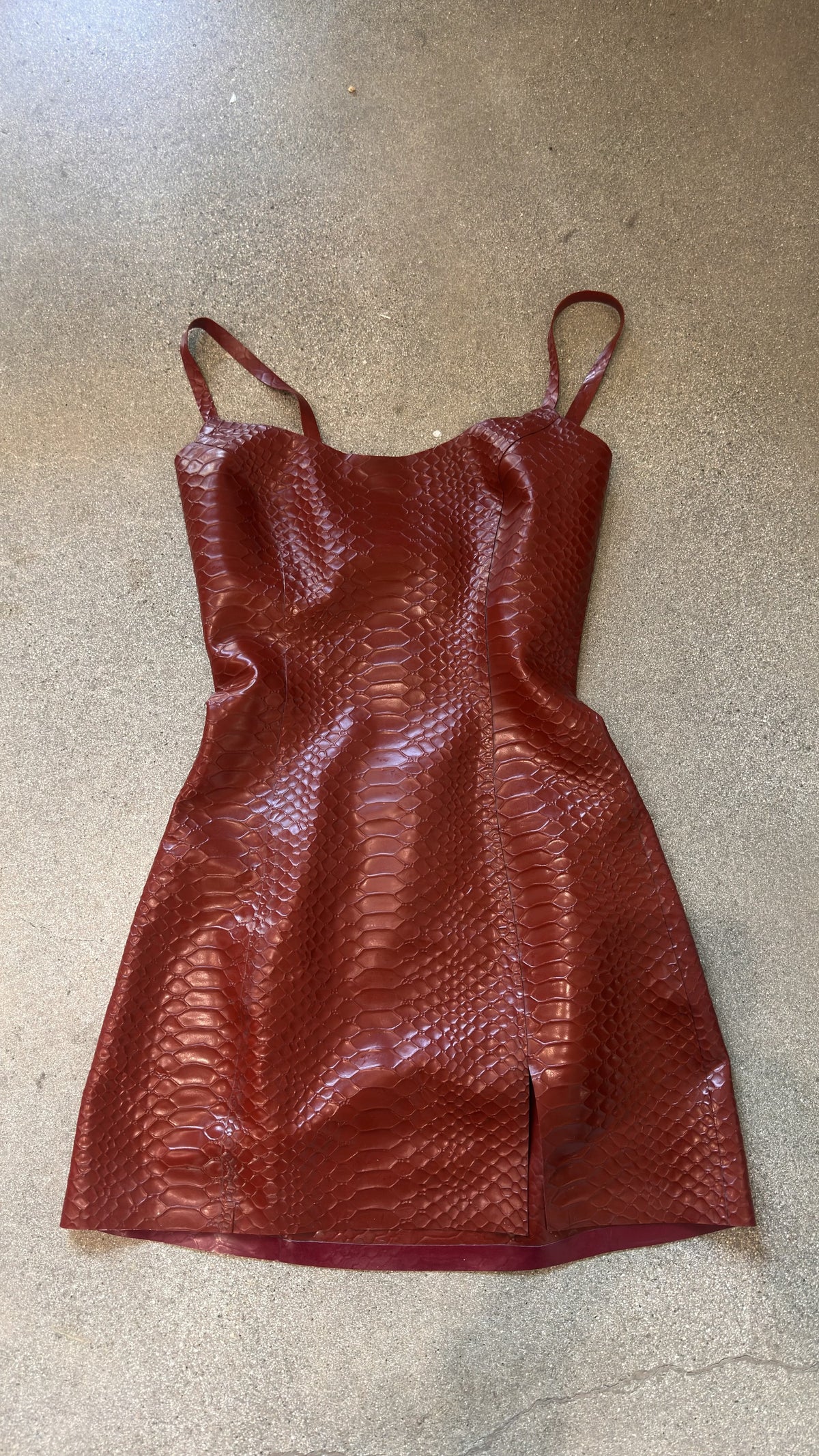 Medusa Dress in plum snake-print latex — Vex Clothing