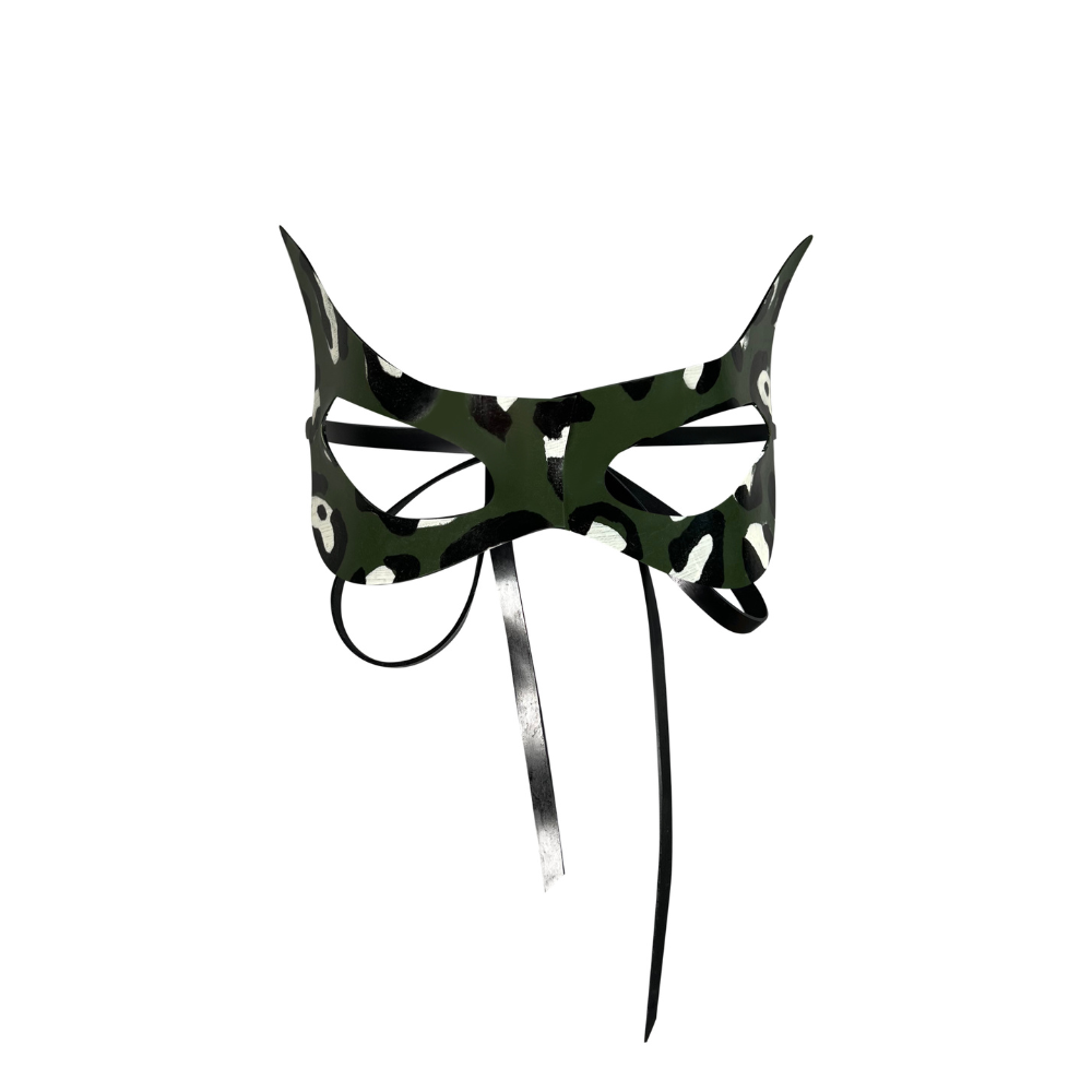 Print Masquerade Mask READY TO SHIP Green Leopard Womens - Vex Inc. | Latex Clothing