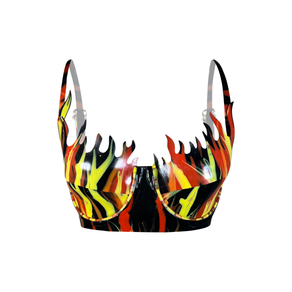 (ONE OF A KIND) Flame Underwire Bra READY TO SHIP   - Vex Inc. | Latex Clothing
