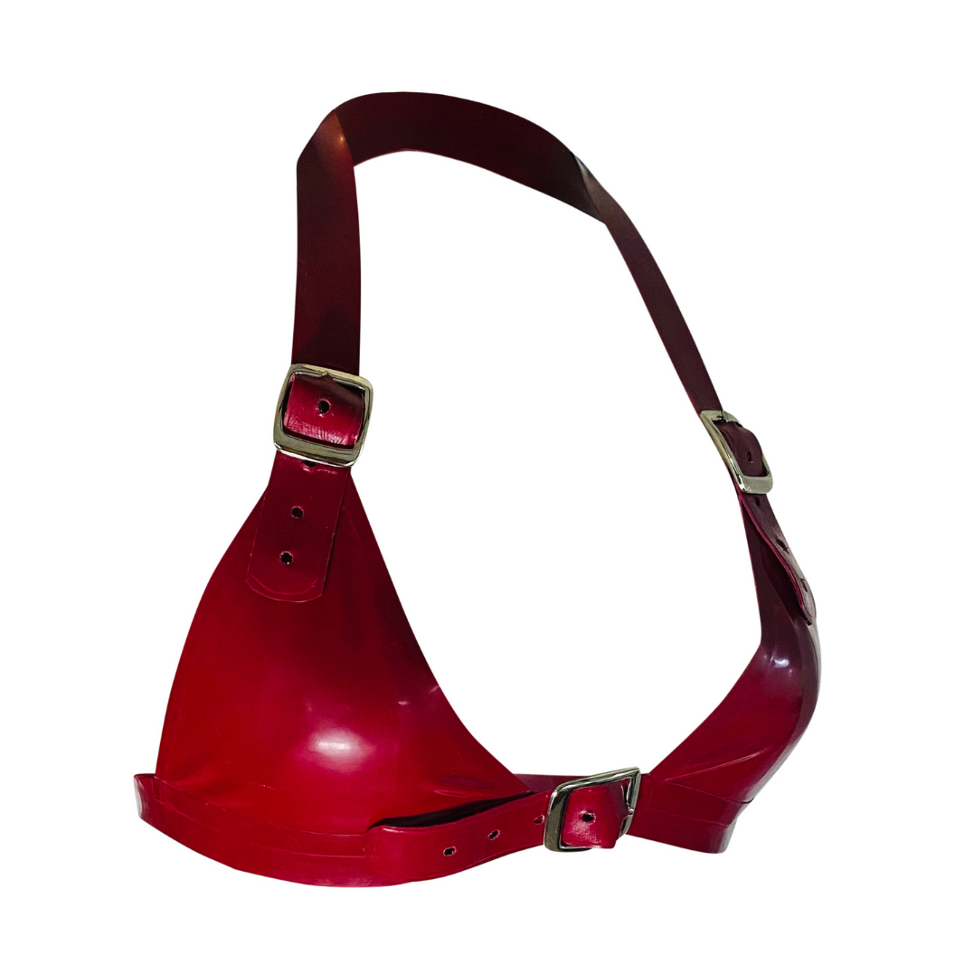 Image of: Red latex bra