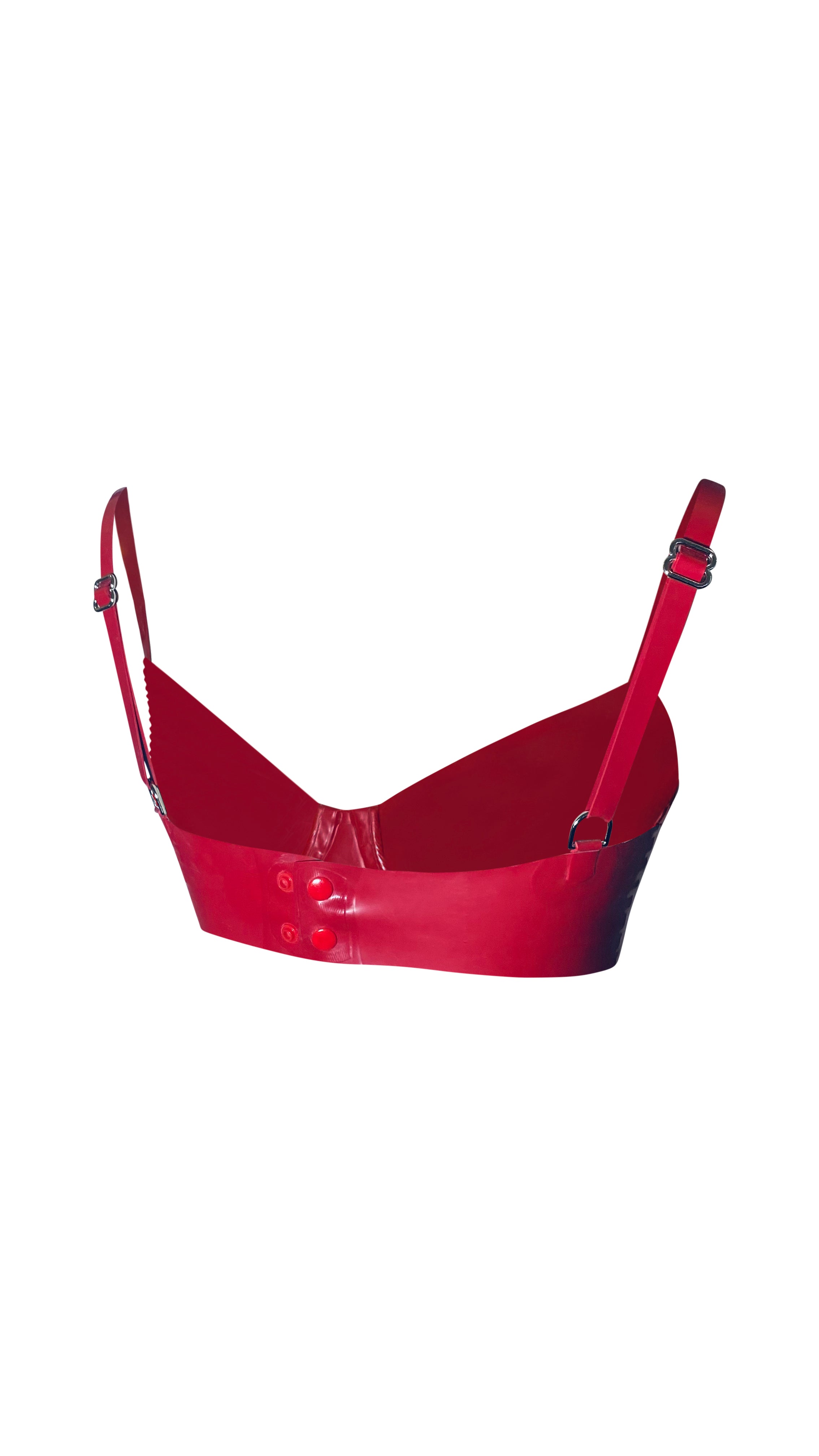 Underwired red latex bra