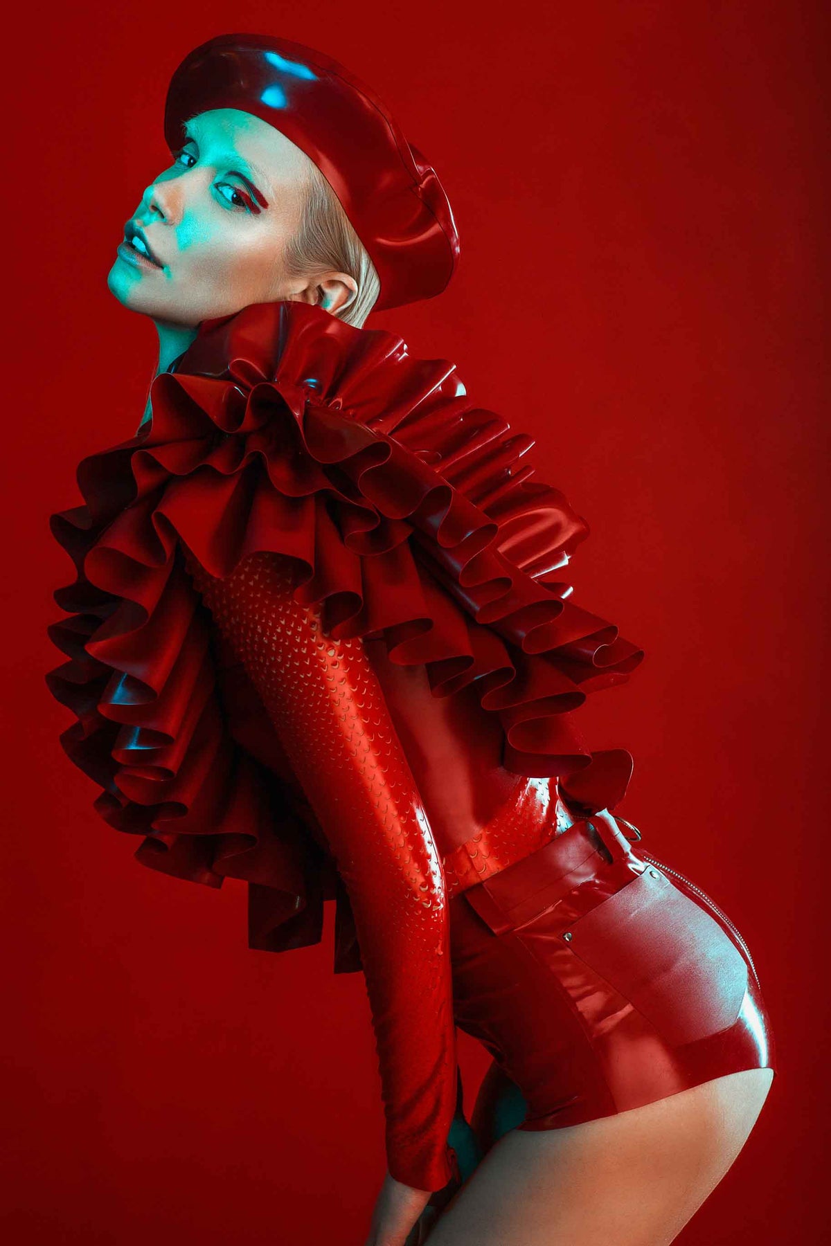 Cherry Blossom Latex Beret READY TO SHIP Womens - Vex Inc. | Latex Clothing