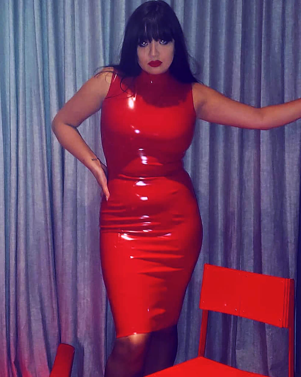 Sleeveless Latex Bodycon Dress Mock Turtleneck | Vex Clothing Sleeveless Latex Bodycon Dress Mock Turtleneck | Vex Clothing