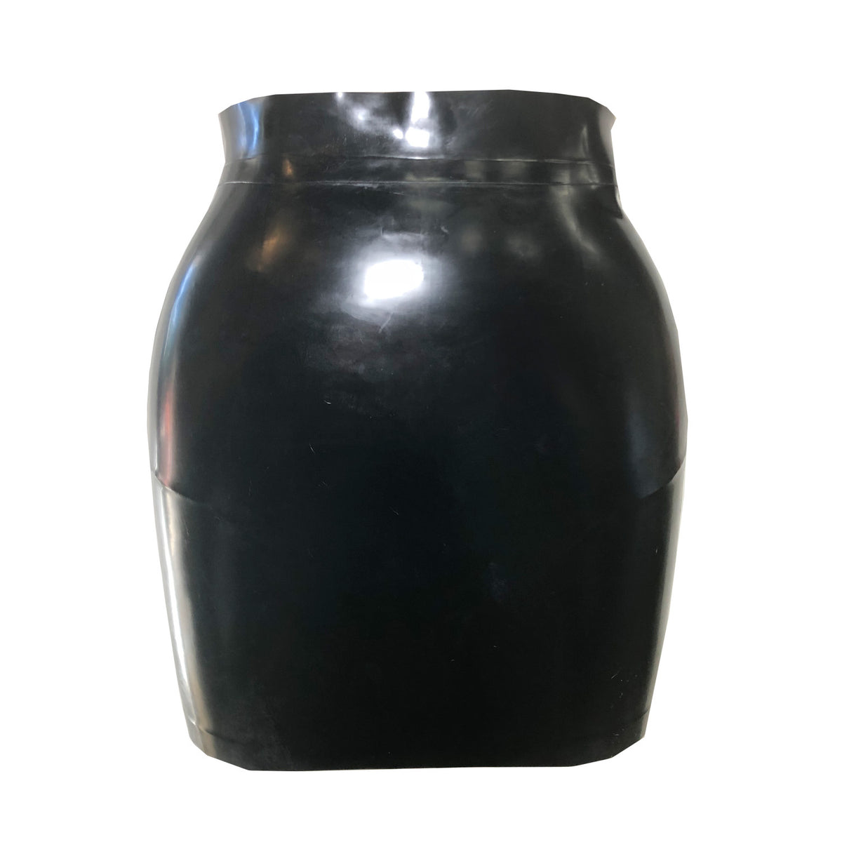 Peekaboo Mini Skirt full look, black latex mini skirt — Vex Clothing