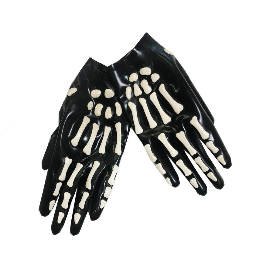 halloween skelett handschuhe Vex Clothing Skeleton Cropped Latex Gloves