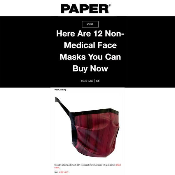 Vex Clothing Latex Medical Mask Handmade in California Fashion Statement Vex Latex